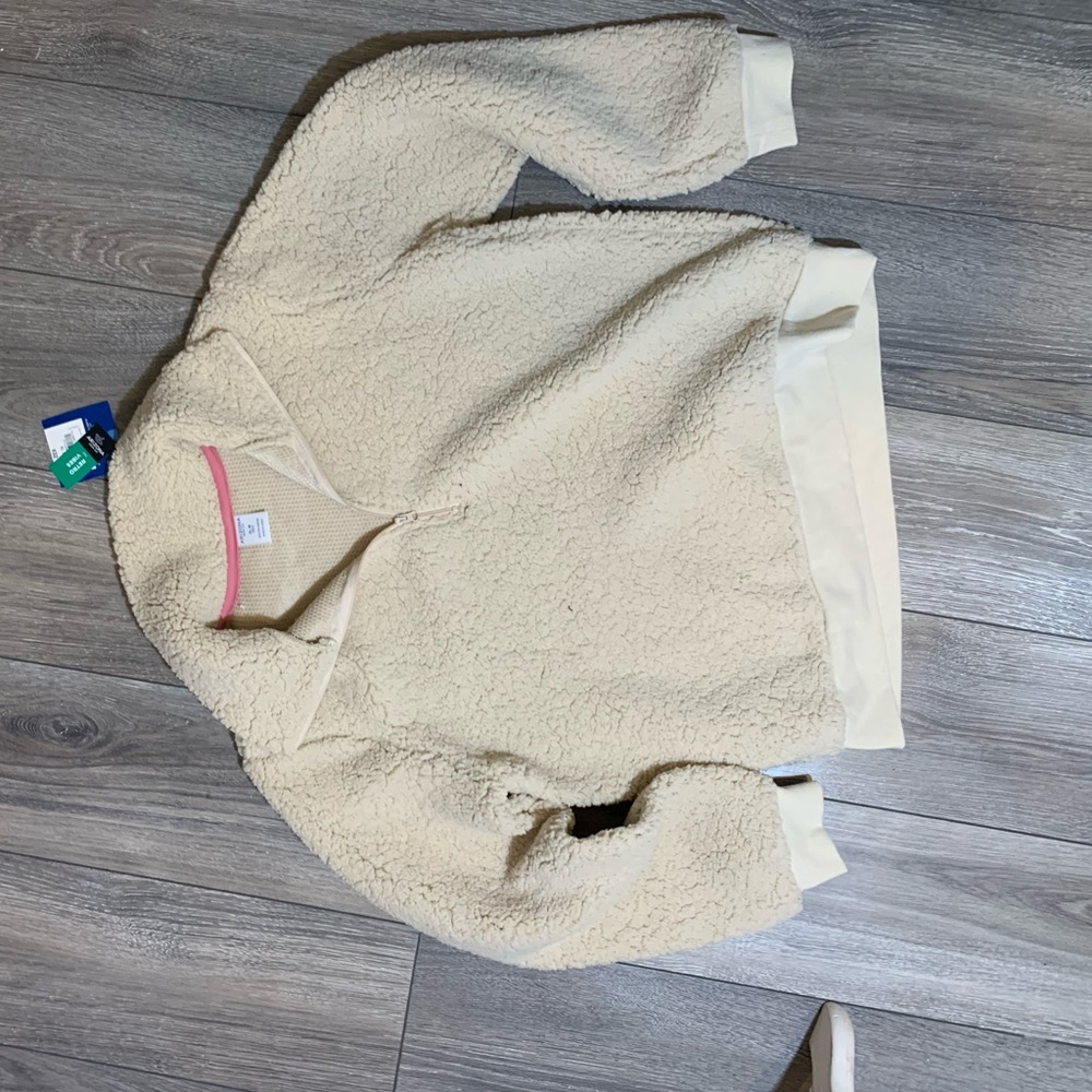 Beige fluffy teddy bear pullover